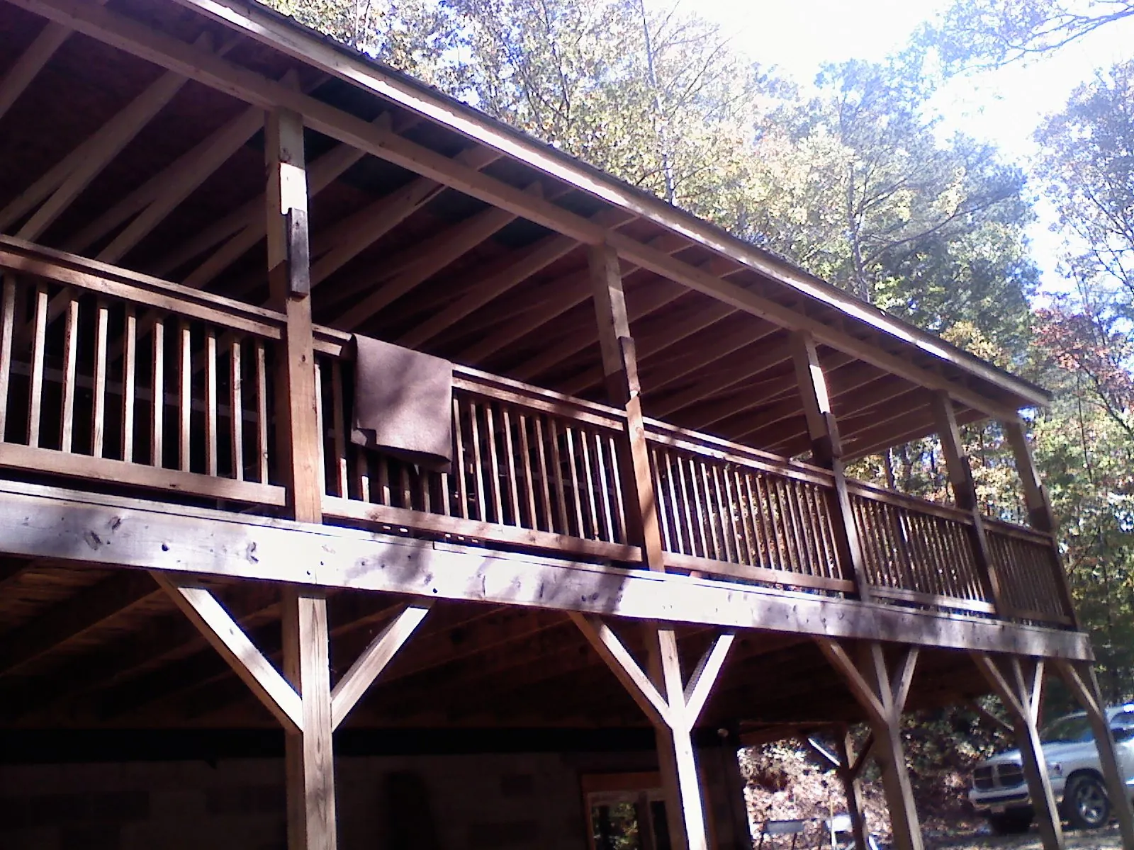Timber framing under a new elevated porch and deck — Roof Leak Repair in Fort Dodge by Roofing Brothers